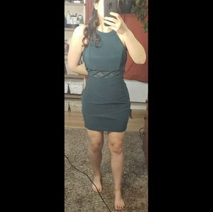 COPY - Le chateau green dress with mesh waist decoration